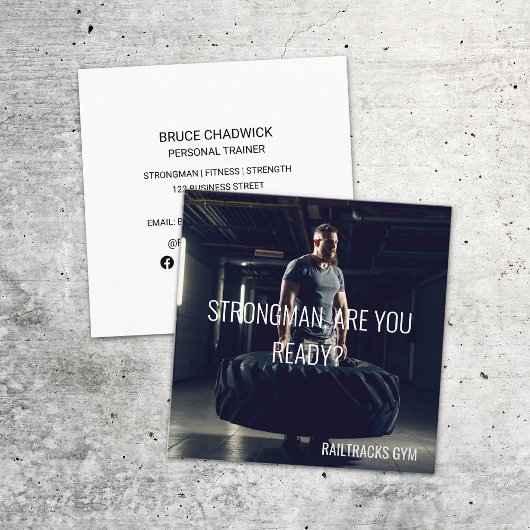 ストロングマンジムスポーツフィットネスパーソナルトレーナー スクエア名刺