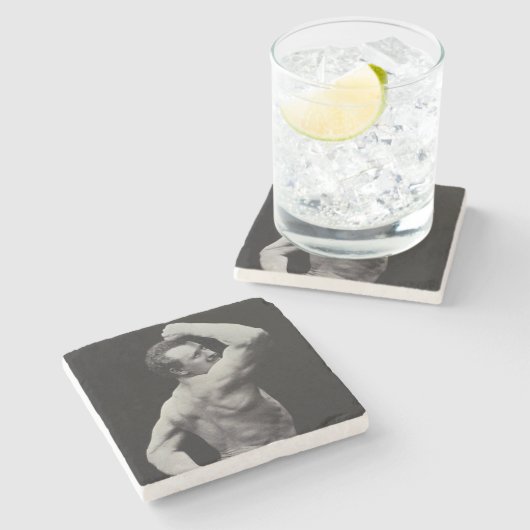 ストロングメンユーゲンサンドーボディビルによる新しいポーズ ストーンコースター (横)