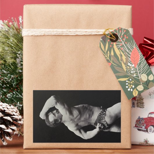 ストロングメンユーゲンサンドーボディビルによる新しいポーズ 長方形シール (クリスマス)