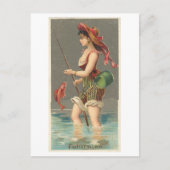ストロング女性シリーズ#29:魚釣りヴィンテージ ポストカード (正面)