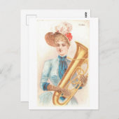 ストロング女性シリーズ#36:トゥバプレーヤーヴィンテージ ポストカード (正面/裏面)