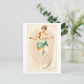 ストロング女性シリーズ#42：ロープのヴィンテージをスキップ ポストカード (スタンド正面)