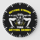 ストロングvsスキニー – 女性のトレーニング やる気を起こさせる ラージ壁時計 (正面)