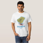 ストロンボリ島、ティレニア海、シチリア島 Tシャツ (正面フル)