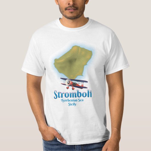 ストロンボリ島、ティレニア海、シチリア島 Tシャツ (正面)