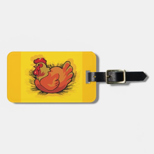 ストローの上の鶏 ラゲッジタグ (正面横)