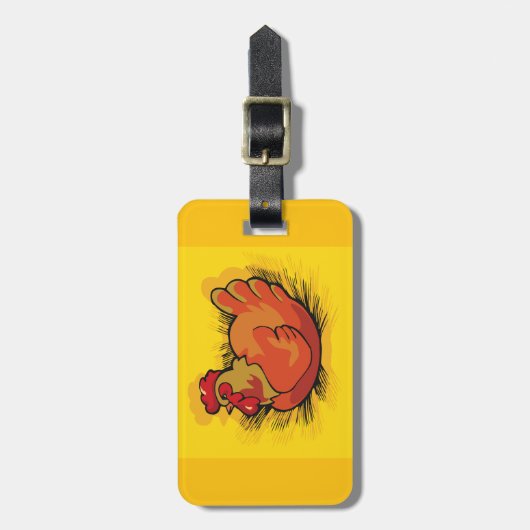 ストローの上の鶏 ラゲッジタグ (正面縦)