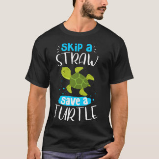 ストローをスキップしてカメを救おう エコフレンドリー Tシャツ