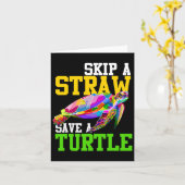 ストローを使わず turtle を救おう - 気候変動 シャツ カード (黄色い花)