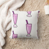 ストローイラストレーションクッション付きピンクミルクシェイク クッション (ブランケット)