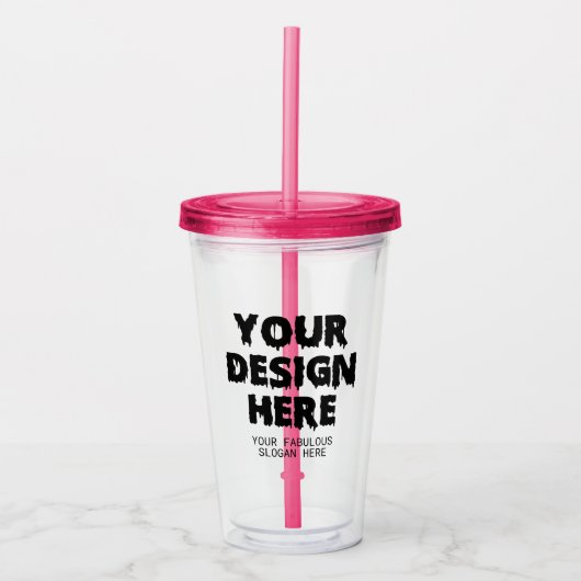 ストローカスタム付きデザイン画像企業の文字 アクリルタンブラー (正面)