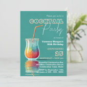 ストローカラフルルカクテルパーティー付き幾何学的ガラス 招待状 (スタンド正面)