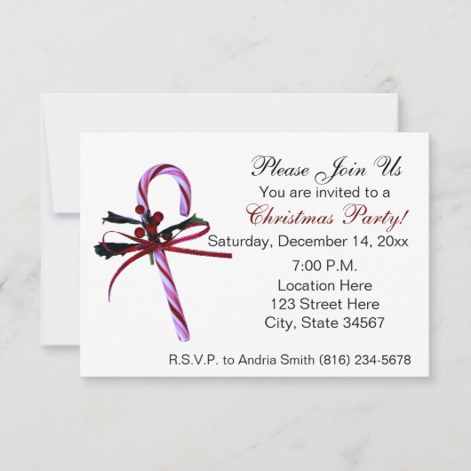 ストローククリスマスパーティーの招待状 招待状 (正面)