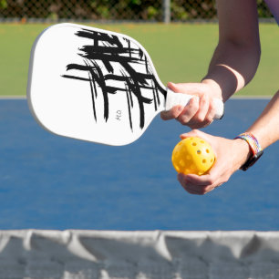 ストロークモダン白黒イニシャルパーソナライズされた ピックルボールラケット