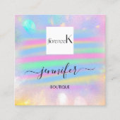 ストローク絵を描ピンク抽象芸術カスタムQRロゴ スクエア名刺 (正面)