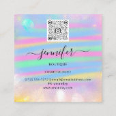 ストローク絵を描ピンク抽象芸術カスタムQRロゴ スクエア名刺 (裏面)