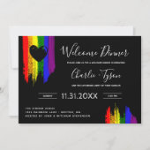 ストローク絵を描プライドフラグハートウェルカムディナー 招待状 (正面)