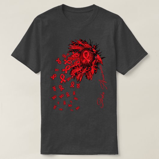 ストローク認識度ひまわりリボン花秋 Tシャツ (デザイン正面)