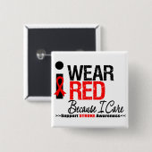 ストローク認識度I衣服赤いリボン気にI 缶バッジ (正面&裏面)