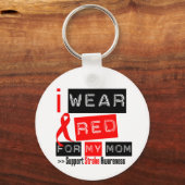 ストローク認識度I衣服赤リボン母 キーホルダー (正面)