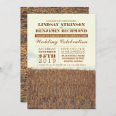 ストローベールの田舎の結婚式の招待状 招待状 (正面/裏面)