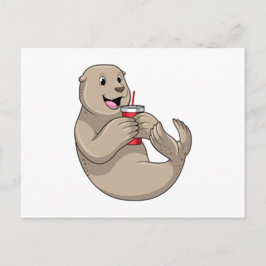 ストローマグ付きのシール ポストカード (正面)