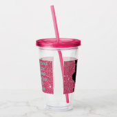 ストロー付きピンクのスパークルガールのアクリルカップ アクリルタンブラー (左)