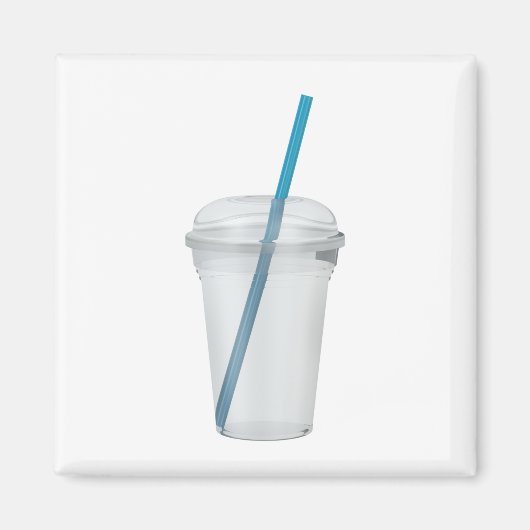 ストロー付き空のプラスチック製スムージー・カップ マグネット (正面)
