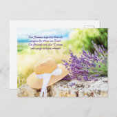 ストロー帽と石壁のラベンダー シーズンポストカード (正面/裏面)