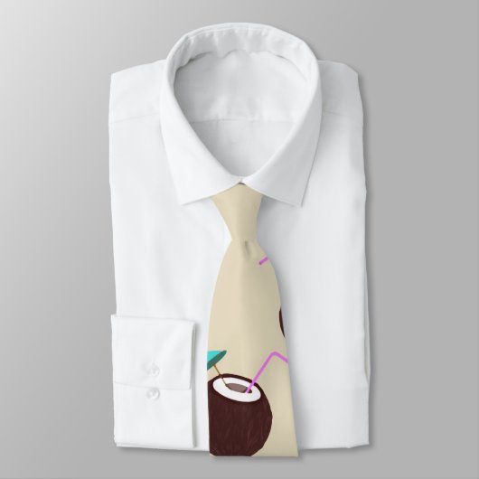 ストロー模様のココナッツカクテル – 夏のビーチ ネクタイ (タイ)