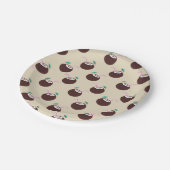 ストロー模様のココナッツカクテル – 夏のビーチ ペーパープレート (アングル)