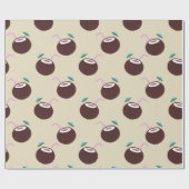 ストロー模様のココナッツカクテル – 夏のビーチ ラッピングペーパー (フラット)