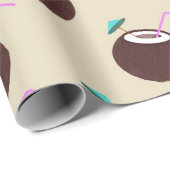 ストロー模様のココナッツカクテル – 夏のビーチ ラッピングペーパー (ロールコーナー)