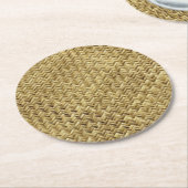 ストロー素朴織りテクスチャ ラウンドペーパーコースター (アングル)