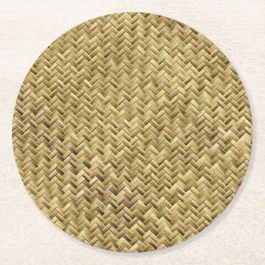 ストロー素朴織りテクスチャ ラウンドペーパーコースター (正面)