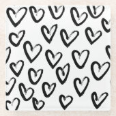 ストロ絵を描ークハートパターン ガラスコースター (正面)