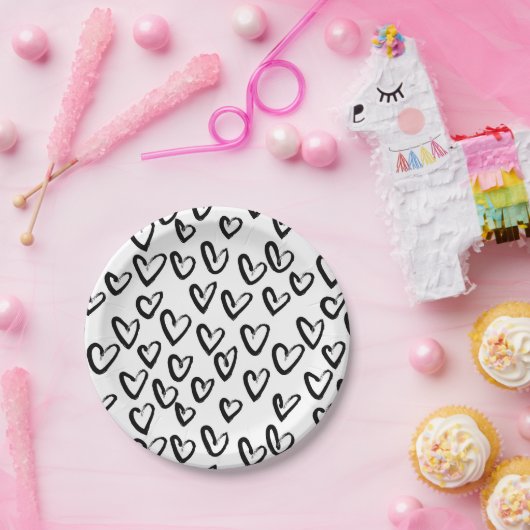 ストロ絵を描ークハートパターン ペーパープレート (パーティー)