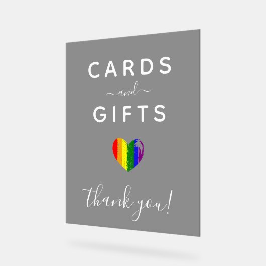 ストロ絵を描ークプライドハートカードとギフト アクリルサイン (傾斜)