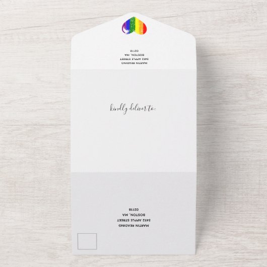 ストロ絵を描ークプライドフラグとブラックハート結婚のInv オールインワン招待状 (外側)