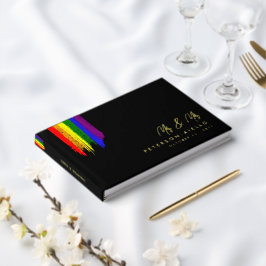 ストロ絵を描ークプライドフラグ金ゴールド文字結婚の ゲストブック