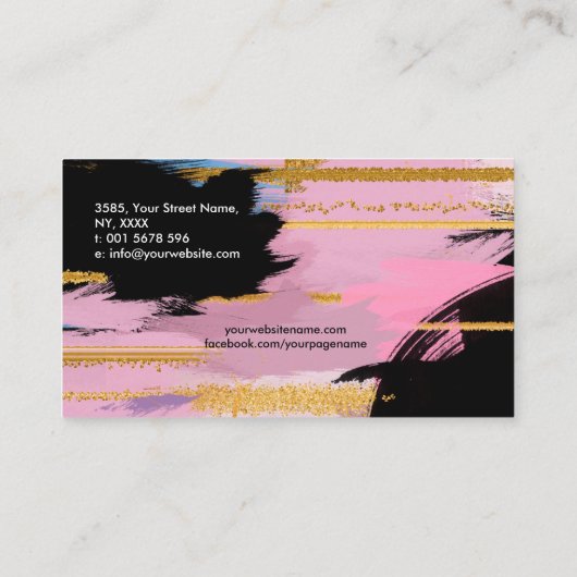 ストロ絵を描ーンと金ゴールドライン – パステル 名刺 (裏面)