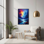 ストロ鮮やかミースカイ抽象芸術リバーランドスケープアート ポスター