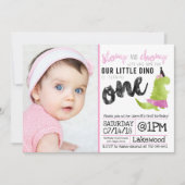 ストンプアンドチョンプ小さな女の子ディノ誕生日恐竜 招待状 (正面)