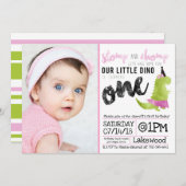 ストンプアンドチョンプ小さな女の子ディノ誕生日恐竜 招待状 (正面/裏面)