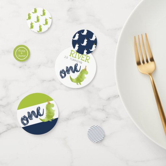 ストンプアンドチョンプ恐竜第1誕生日グリーンディノ コンフェッティ (グループ)