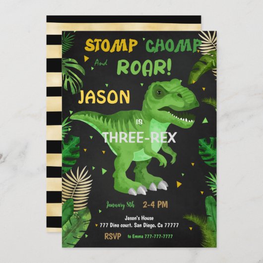 ストンプチョンプと轟音！その恐竜誕生日 招待状 (正面/裏面)