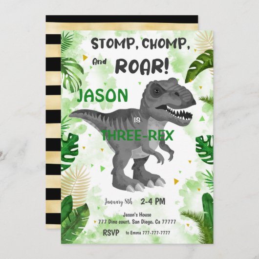 ストンプチョンプと轟音！その恐竜 招待状 (正面/裏面)