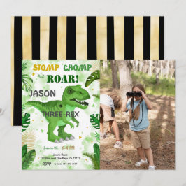 ストンプチョンプと轟音!恐竜の誕生日写真 招待状