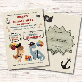 ストンプチョンプロアール恐竜パイレートツインボーイ誕生日 招待状