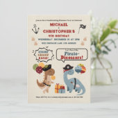 ストンプチョンプロアール恐竜パイレートツインボーイ誕生日 招待状 (スタンド正面)